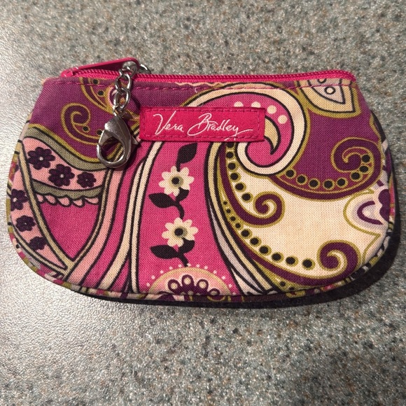 Vera Bradley Clip Zip ID Case in a retired paisley pattern Lilli Bell - Picture 2 of 5